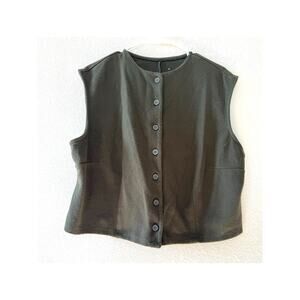 A New Day Women’s XXL Button Front Sweater Vest Olive Green Cap Sleeve